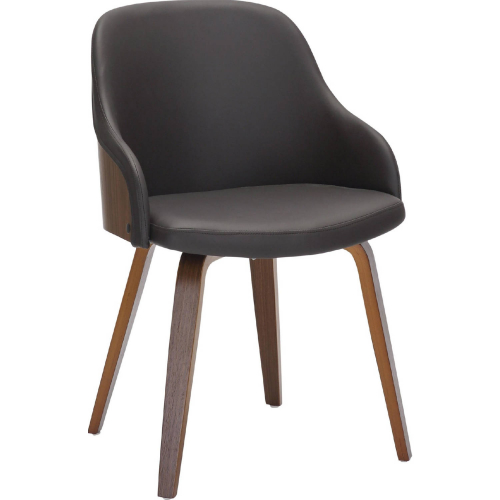 Bacci Dining Accent Chair in Walnut Wood & Brown Leatherette